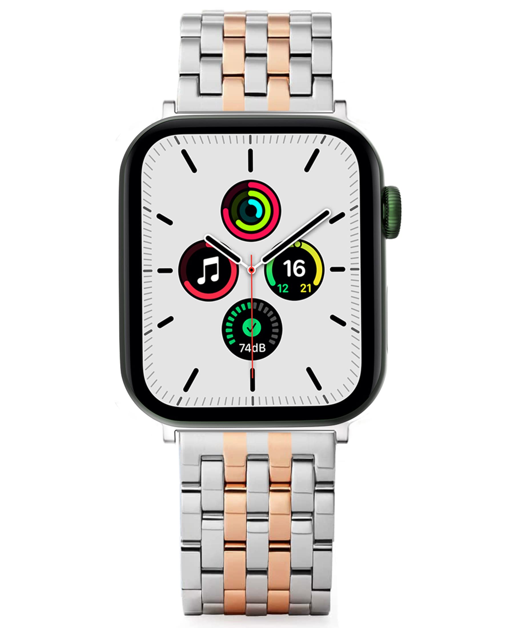 Photo 1 of Seven-link Watch Bands for Apple Watch 10,Se,9,8,7,6,5,4,3,2,1 for Women, Dressy Stainless Steel Metal Band for Apple Watch 40mm 41mm 42mm 38mm for iWatch, Two-Tone Silver/Rose Gold