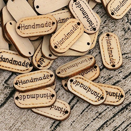 NUOMI Wooden Handmade Tags Personalized Labels 300 Pieces Oval Wood Gift Tags with 2 Holes for Crafts Hanging/Sewing Embellishments - Thumbnail 3