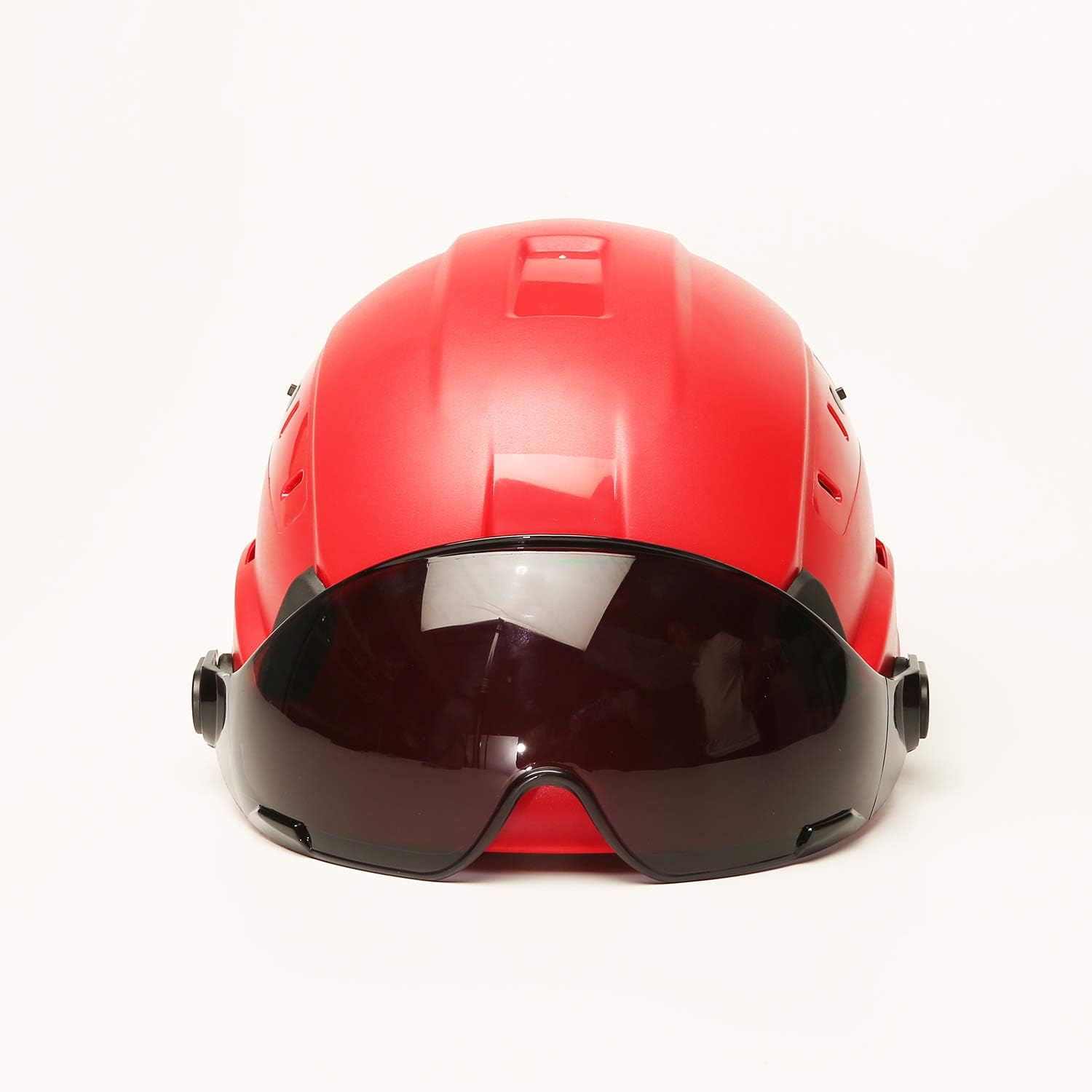 LOHASPRO Safety Hard Hat - Adjustable ABS Helmet with Visor - 6-Point Suspension, Perfect for Construction (Red smoked visor) - - 