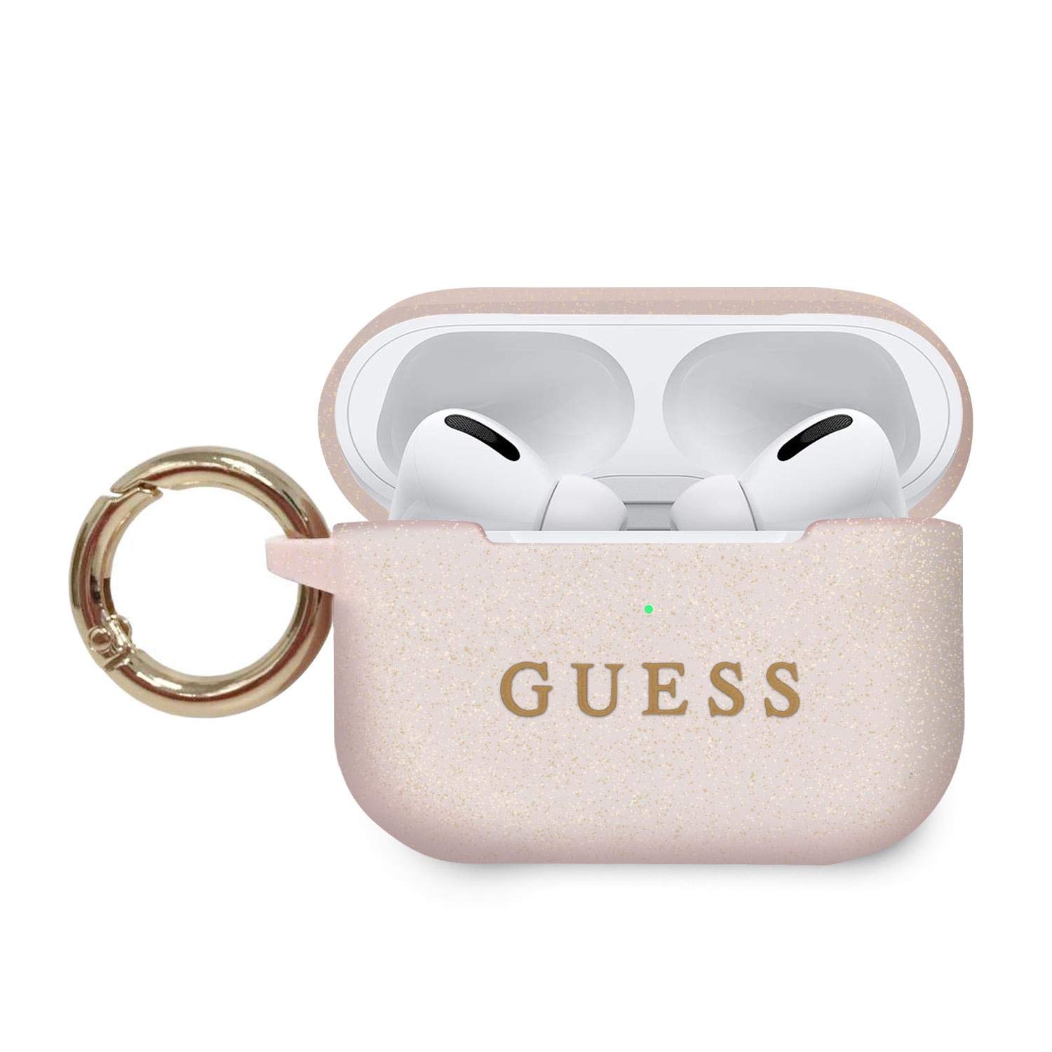 Guess Silicone Airpods Pro Cover Ring Printed Logo Pink GUACAPSILGLLP