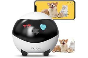 ENABOT EBO 360°Dog Camera: Whole House Movable Camera, Pet Camera with 2 Way Audio, Motion Detection, Night Vision, Self-Charging, Cat Camera WiFi Wireless Security Camera, Remote APP Control Camera for Dog Cat