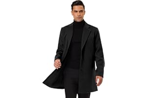 Lars Amadeus Men's Trench Coat Slim Fit Winter Notched Lapel Single Breasted Long Jacket Overcoat