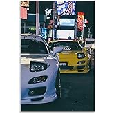 Fbroceh JDM Style Car Battle Poster Aesthetic Street Racing Wall Art Decorative Canvas Print for Home Room Bedroom 12x18inch(30x45cm)