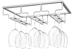 Nuovoware Wine Glass Rack, Wine Glass Hanger Rack Under Cabinet Stemware Holder Storage Hanger for Bar Kitchen Cabinet (3 Row