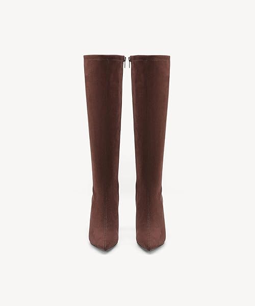 NEWBELLA WOMEN’S SUEDE KNEE HIGH BOOTS – COMFORTABLE CHUNKY HEEL BOOTS WITH SIDE ZIPPER, FOR FALL & WINTER FASHION, COFFEE 8.5