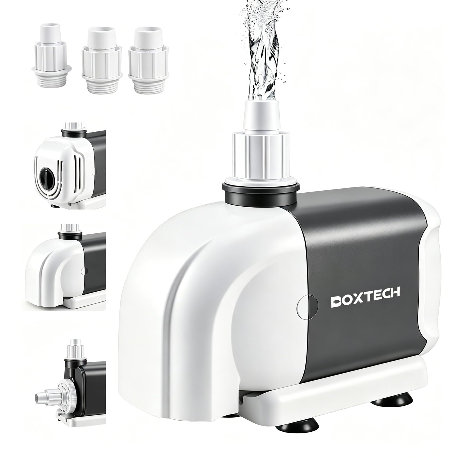 Boxtech Aquarien Wasserpumpen 25W, 1500L/h – 3-in-1 (Aufsetzer/Hängefilter/Bodenfilter) mit Durchflussregulierung - Keramikwelle, Reiner Kupfermotor - für Süßwasser & Meerwasser