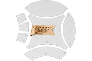 LASERTHING 5" Double Wedding Ring Acrylic Quilting Template Set, 1/4" Seam Allowance - 7 Pieces - Tiny DWR