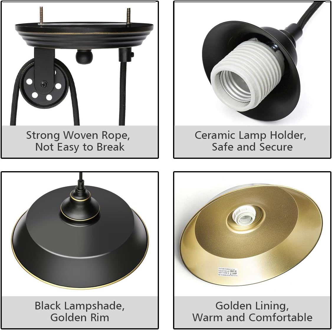 KingSo Rustic Pulley Pendant Light One Light Adjustable Height Industrial Black Ceiling Hanging Light Indoor Island Lamp for Dining Living Room Kitchen Hallway Foyer Farmhouse, One Light - - 