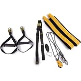 Suspension Training System with Dual Rubber Grips &amp; Door Anchor &ndash; Adjustable Straps for Full Body Home Workout &ndash; Indoor Fitness Resistance Trainer Kit