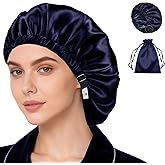 Satin Bonnet 2Pcs Silk Bonnet Hair Bonnets For Sleeping Silky Soft Sleep Cap Womens Night Curly Natural Hair Caps
