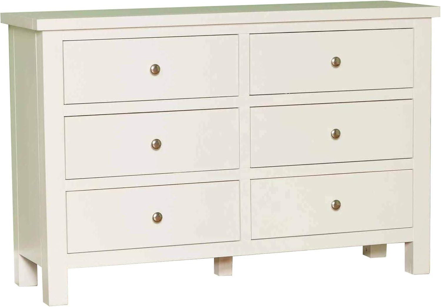 Roseland Furniture Cornish White 6 Drawer Chest Large Painted Chest
