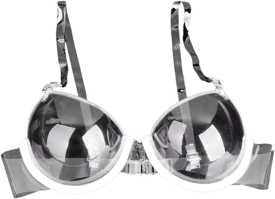Nuohuilekeji Women's Transparent Plastic Bra Adjustable Removable Clear Straps 3/4 Cup Invisible Bra Sexy Underwear