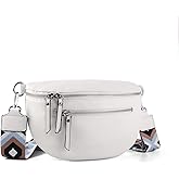 KUNGFUMA Crossbody Fanny Packs for Women Sling Bags with Coin Purse Bumbag Vegan Leather Belt Bag Chest Purse for Travel (White)