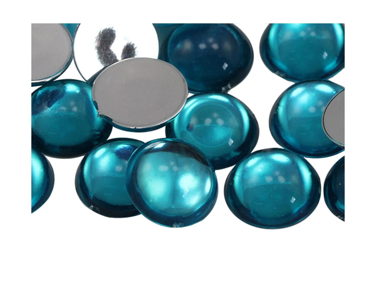 18mm Blue Aqua H122 Round Flat Back Acrylic Cabochons Plastic Gems for Crafts Costume Embelishments Card Making Jewels Jewelry Making Cosplay Jewels - 30 Pieces