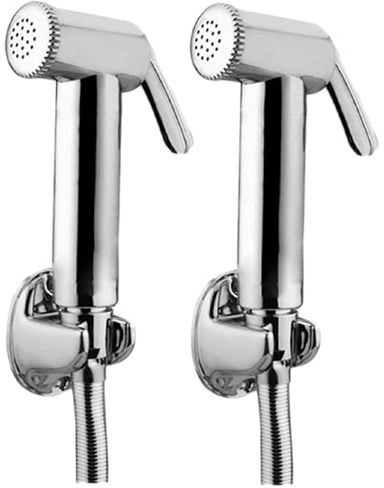 JAQUAR Ald Chr-573 Brass Health Faucet With Tubes And Hooks- Set Of 2 (Chrome Finish)