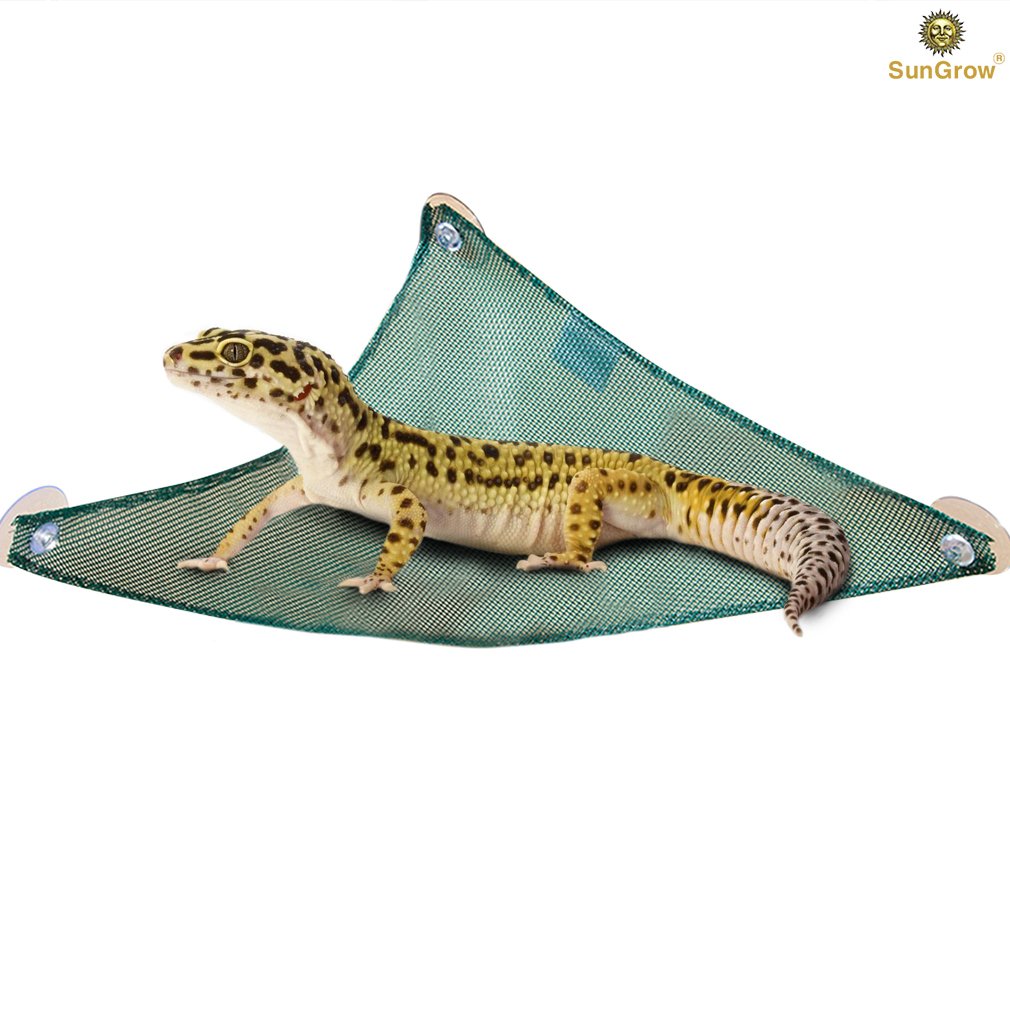 Reptile Mesh Hammock by SunGrow -- Reduces Stress level of reptiles - Provides an outlet for interesting activities - Sturdy design, 2 Suction cups included - Functional décor