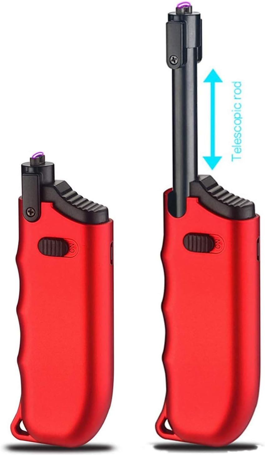 Candle Lighter Electric Arc Rechargeable Lighter with Safety Lock USB Plasma Lighter Perfect Telescopic Rod Neck Fire Starter Lighter for Outdoor Camping Hiking Cooking BBQs
