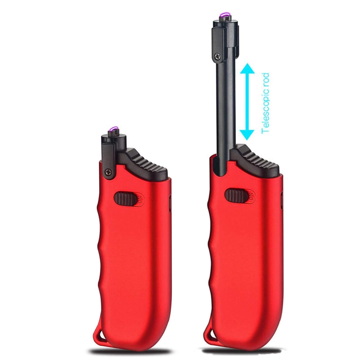 Candle Lighter Electric Arc Rechargeable Lighter with Safety Lock USB Plasma Lighter Perfect Telescopic Rod Neck Fire Starter Lighter for Outdoor Camping Hiking Cooking BBQs