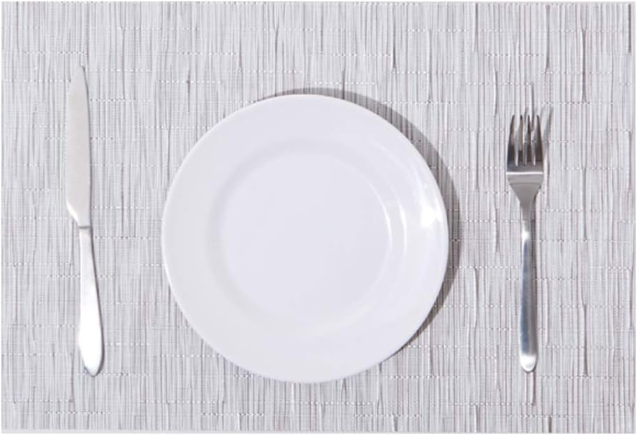 DOLOPL Table Mats Silver Place Mats for Table Set of 6 Crossweave Woven Vinyl Easy to Clean Wipeable Washable Modern Farmhouse Ourdoor Placemats for Dining Kitchen Patio Table: Home & Kitchen