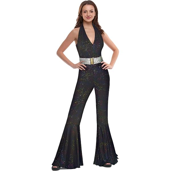 70s Glitz & Glamour Disco Retro Jumpsuit Adult Women's Costume - California Brand