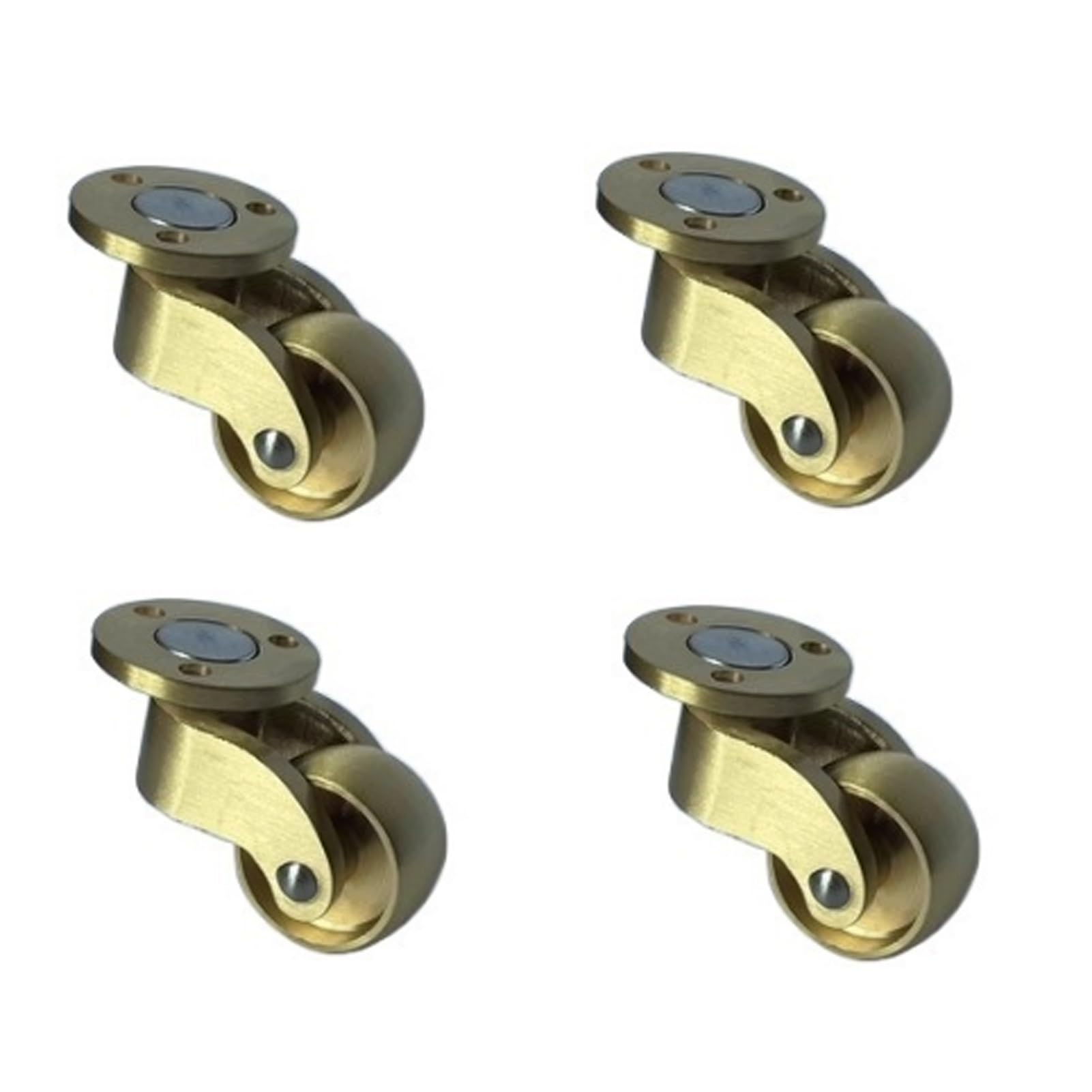 4 Pcs Casters 25mm Solid Brass Wheel, 360° Rodless Swivel, Moving Wheels, 1inch Rubber Castors for Furniture, Round Piece Type, Load 150kg, with 12 Screws (Color : JinLun, Size : Low)