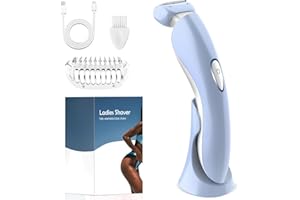 ORVINA Electric Razor for Women - Painless Eletric Shavers for Women, Body Hair Removal for Legs and Underarms, Ladies Bikini Trimmer Wet Dry Shave, Rechargeable, with LED Light (Blue)
