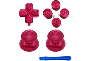 E-MODS GAMING Metal Thumbsticks D-pads ABXY Buttons Repair Kits for PS5 Controller - Replacement Aluminum Action buttons & Analog Joystick & Directional Pads for PlayStation 5 Controller (Red)