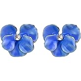 Anmpab Enamel Drip Oil Orchid Flower Stud Earrings for Women Irregular Butterfly Floral Petal Earrings Statement Jewelry