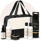 BASK &amp; LATHER On the Go Travel Essential Kit, Hydrating Hair Products for Black Hair, Travel Case With Shampoo &amp; Conditioner, Mist, Edge Control, Scalp Stimulator &amp; Edge Control Brush, TSA Accepted