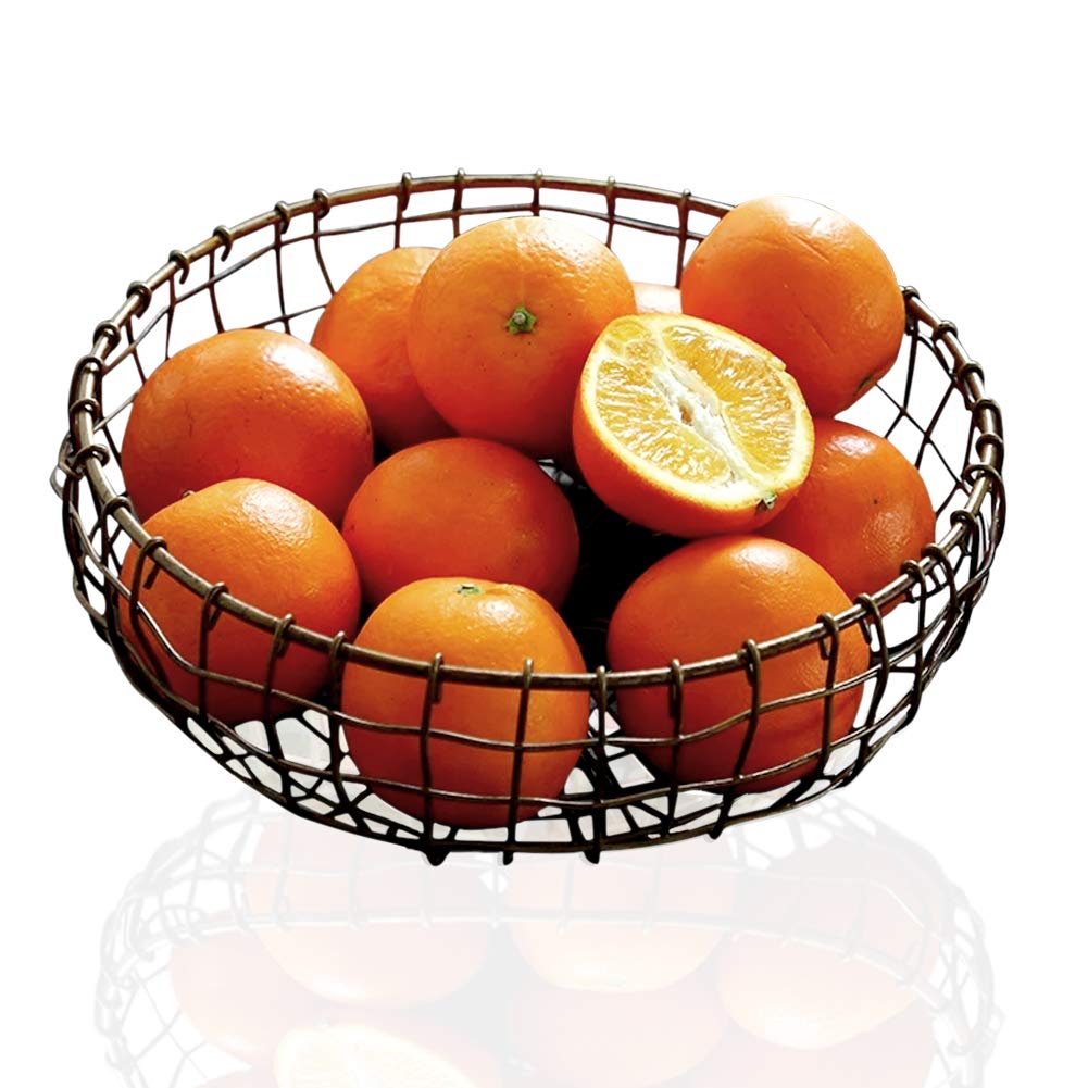 Retro Iron Fruit Basket, Handcrafted Rustic Farmhouse Wire Fruit Bowls Vintage Style Countertop Basket Bread Snack Vegetable Storage Basket for Kitchen Table Dining Decoration