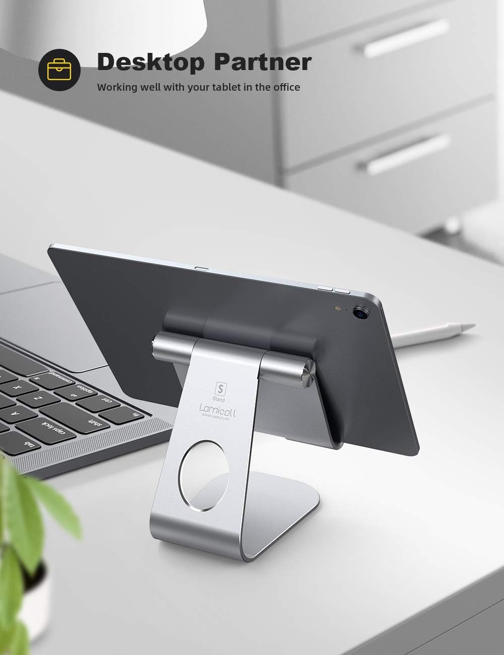 Tablet Stand Adjustable, Lamicall Tablet Stand : Desktop Stand Holder Dock Compatible with Tablet Such as iPad Pro 9.7, 10.5,12.9 Air Mini 4 3 2, Kindle, Nexus, Tab, E-Reader (4-13'') - Silver: Computers & Accessories
