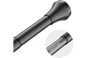 Thestoa Shower Curtain Rod Adjustable 52-76", 1" Diameter Spring Tension Shower Rod for Bathroom or Windows Black Shower Curtain Rod No Drill