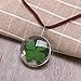 LUOEM Oval Pendant Flower Pressed Necklace Dried Leaves Clover Necklace for Women Girls