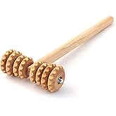 T-Shape Massager with Grooved Rollers, Multi-Functional Body Roller for Cellulite Reduction, Eases Muscle Tension and Supports Skin Health, Natural Muscle Roller