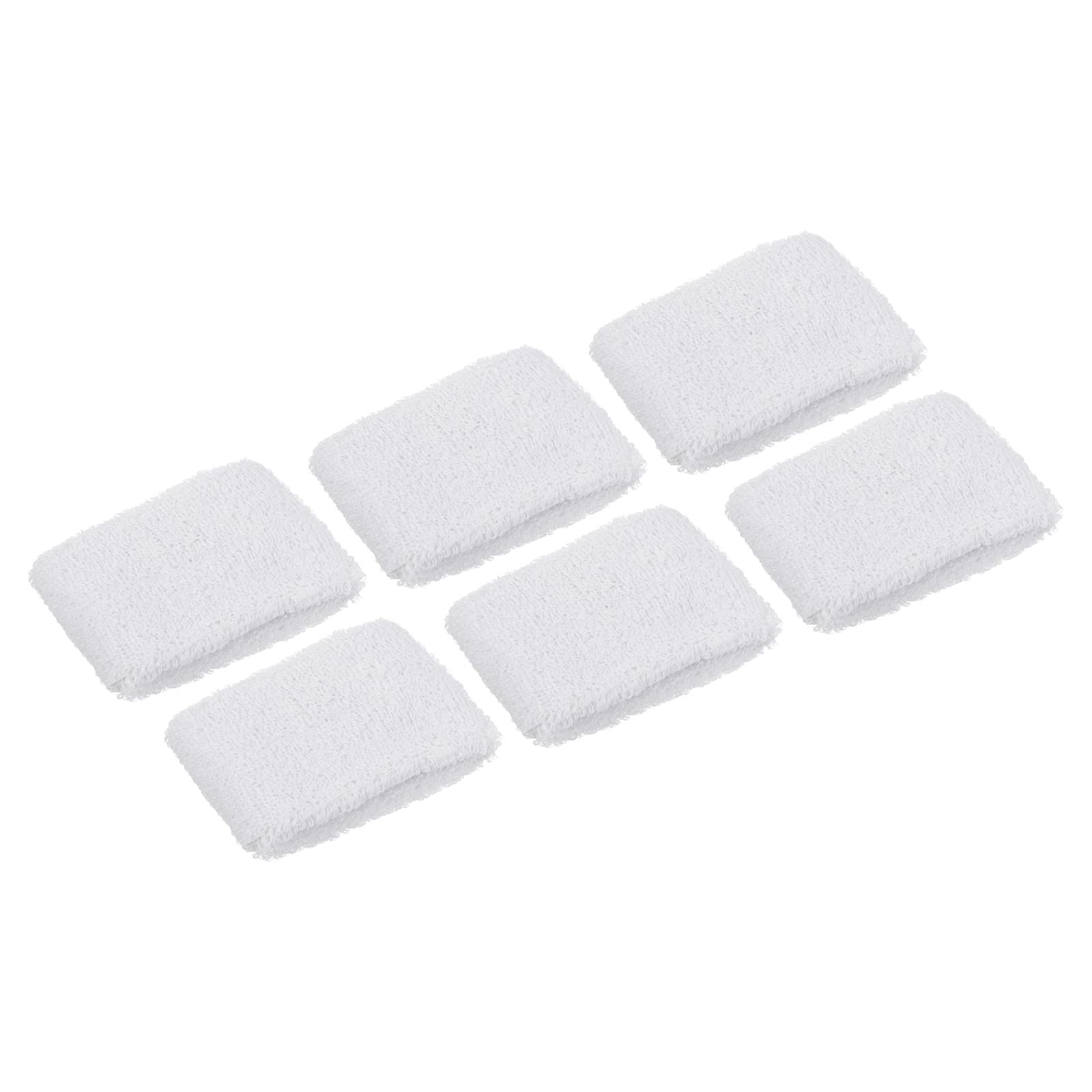 PATIKIL Sports Wristbands 8x5cm, 6 Pack Cotton Terry Cloth Absorbent Sweatband for Tennis Basketball Working Out Athletic Running, White