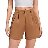 Double Plus Open Womens High Waisted Dressy Shorts Casual Pleated Tailored Wide Leg Summer Work Shorts with Pockets