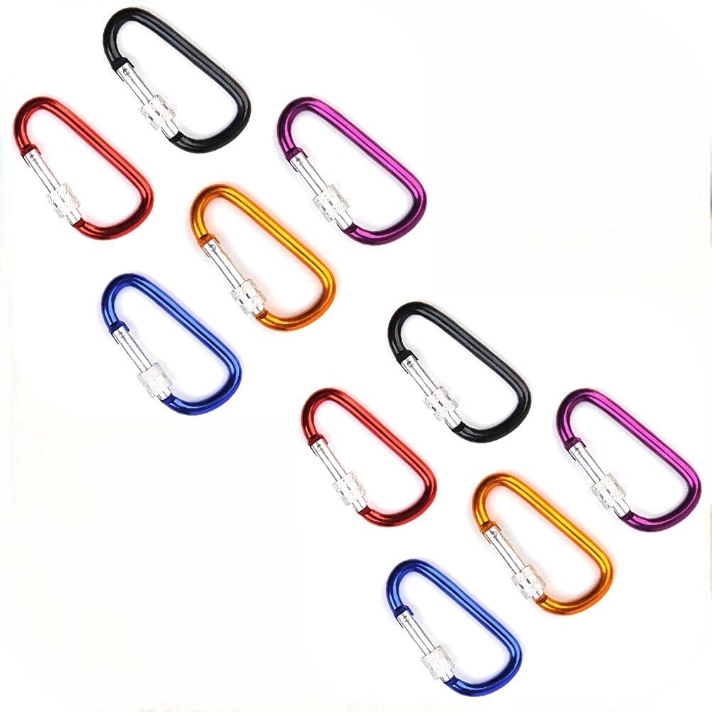DODUOS 10Pcs D-ring Carabiners Clip Durable Keychain Camping Accessories, Heavy Duty Aluminum Alloy Snap Hook for Climbing Camping Hiking Traveling