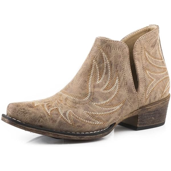 Amazon.com: ROPER Womens Beige Faux Leather Ava Laser Ankle Boots