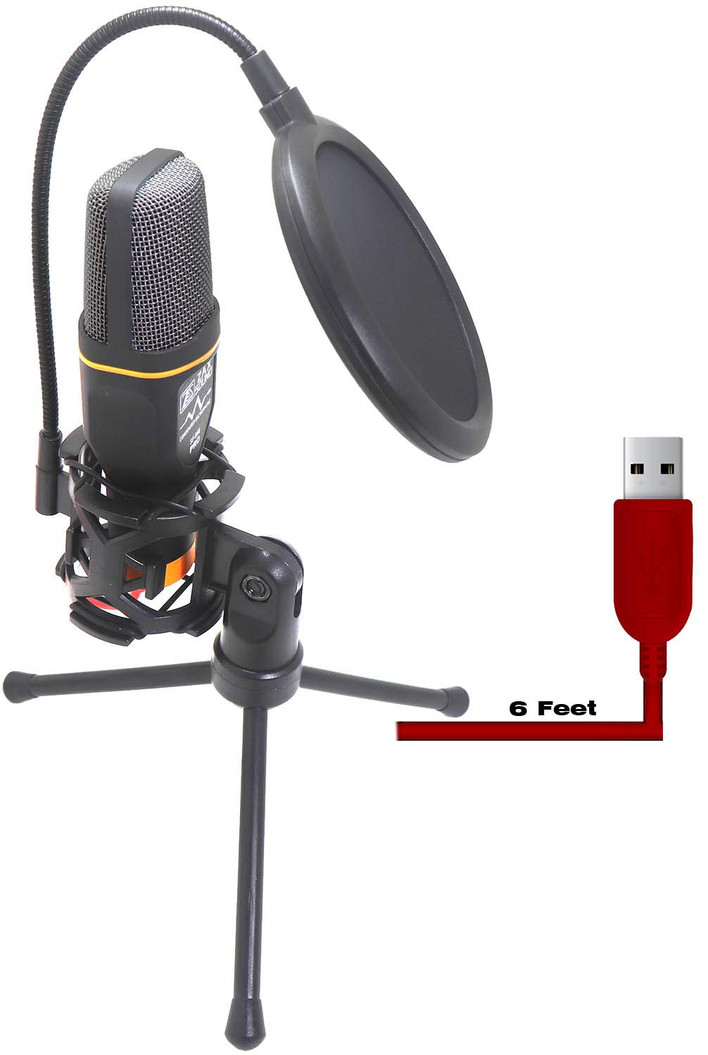 USB Microphone with Suspension Tripod Stand and Double Layer Pop Filter for PC/Laptop Windows or Mac YouTube Twitch Video Recording and Streaming Audio