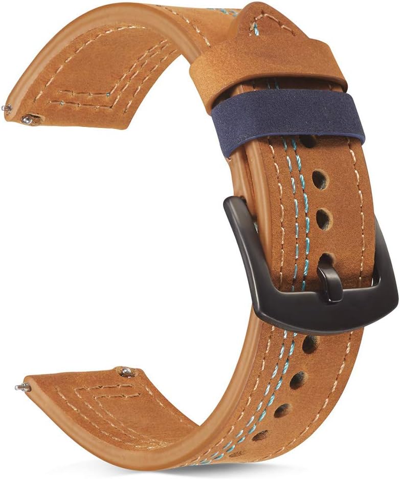OTOPO Compatible with Active 2 40mm 44mm Band/Galaxy Watch 42mm & Garmin vivoactive3 / Amazfit Bip Bands, 20mm Leather Wrist Bands for Women Men Smartwatch