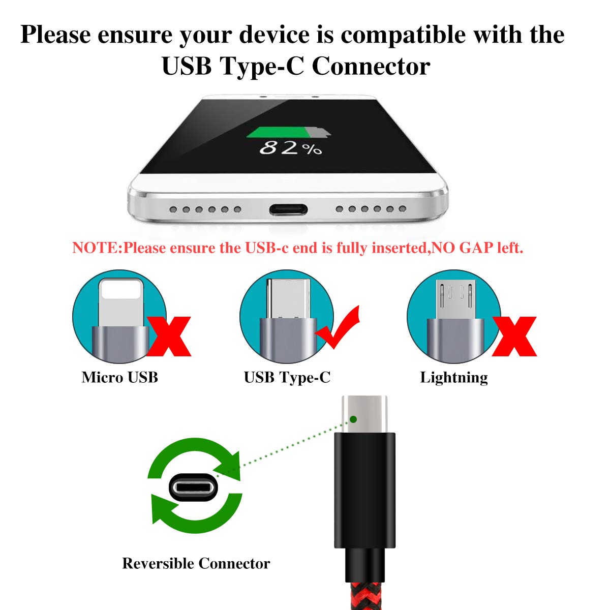 USB Type C Cable 10ft, USB C to USB A Fast Charger,Long Nylon Braided Fast Charging and Data Sync Cord for Samsung Galaxy S10/ S9 / S9+ / S8 / S8+ / Note 8,LG V20 G5 G6, Pixel,MacBook, Nintendo Switch