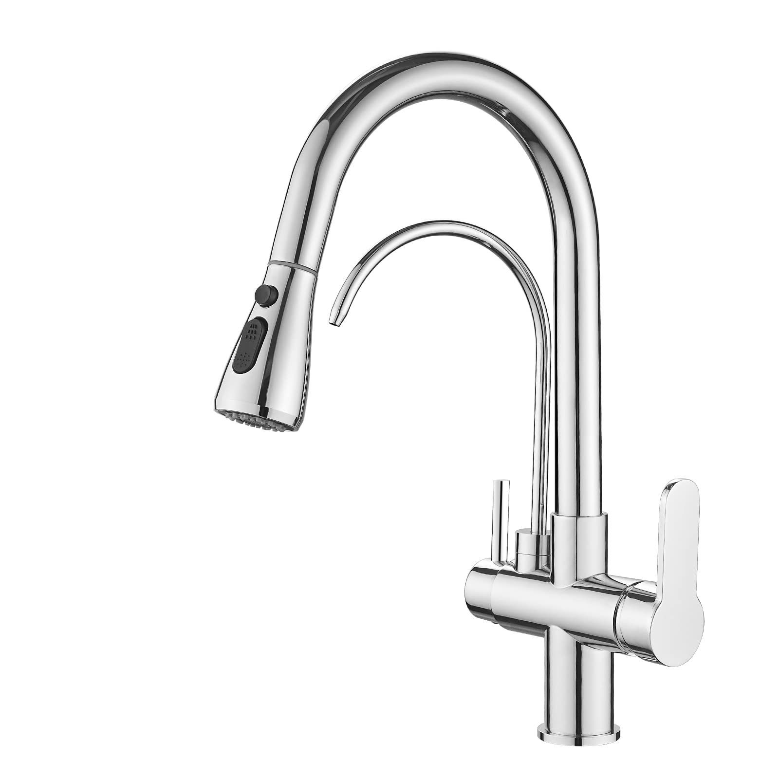 Photo 1 of ***new*** MENATT 2 Handle Kitchen Sink Faucet with Dringking Water Faucet, Pull Down Sprayer 3 in 1 Water Filter Purifier Faucets (Chrome)