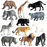 12 PCS Realistic Small Wild Animal Figures, Plastic