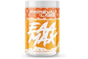 Primeval Labs EAA Max | Pre or Post Workout Muscle Recovery | BCAAs, EAAs, Electrolytes | Supports Hydration & Performance | Keto Friendly | 30 Servings (Orange Sherbet)