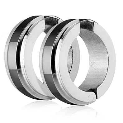 Bungsa® Creolen mit Edelstahl Mittelring und Clipverschluss - 1 Paar (Ohrstecker Ohrringe Ohrhänger Creolen Ohrschmuck Ohrkle