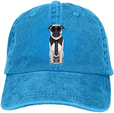 Cool Looking Dog Tie and Big Fancy Black Sunglasses Funny Canine Anima Comfortable Cowboy Hat Cap Royalblue
