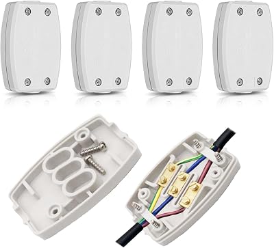 WUBAYI 4 Pcs 3 Terminal Electrical Junction Box 13 Amp 250V White