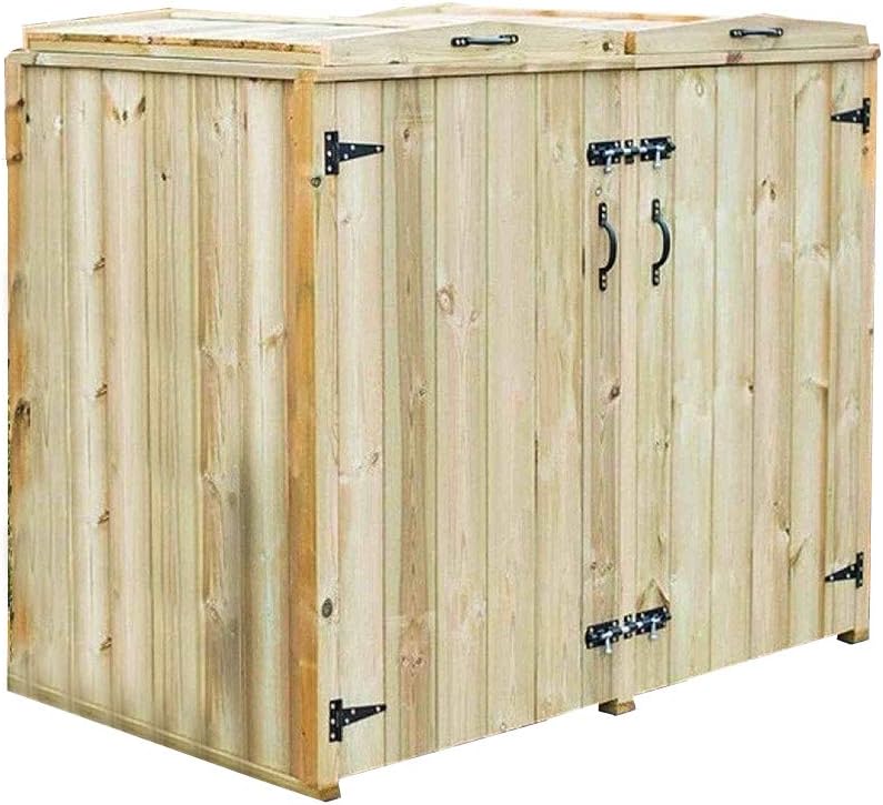 DOUBLE 140L WHEELIE BIN WOODEN STORE STORAGE CHEST Amazon.co.uk