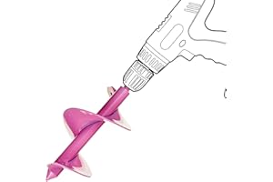 Power Planter Bulb Auger & Bedding Plant Tool - 3"x7" Garden Drill Bit with 3/8" Non-Slip Hex Drive, Hand-Welded Planting Tool, Up to 6" Deep, Pink