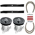 AEagle Mower Parts Deck Rebuild Kit for Craftsman Poulan Husqvarna LT1000 LT2000 2 Spindles 130794, 2 Mulcher Blades 134149, 2 Pulleys 173436 129861 153535, Deck Belt 144959 95"